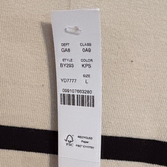 J. Crew Cream and Black Striped Long Sleeve Top - Picture 2 of 4